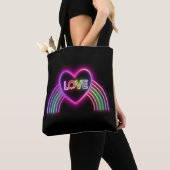 Neon Heart op regenboog Tote Bag (Dichtbij)