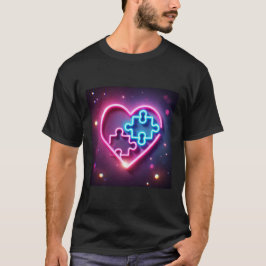 Neon Heart Puzzel Mannen Shirten T-shirt