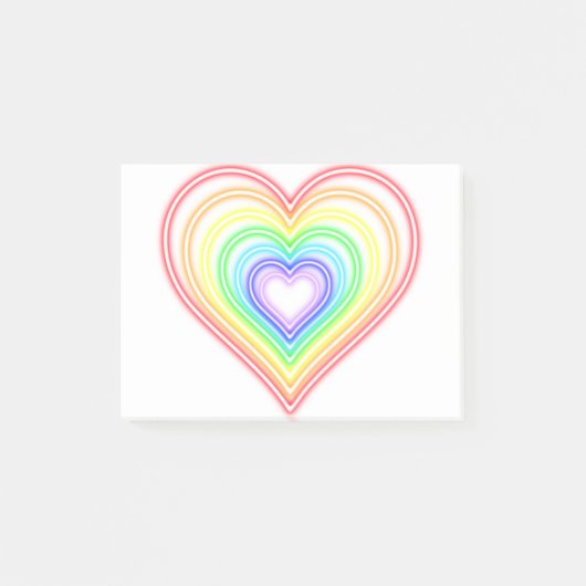 Neon Heart - Regenboog Post-it® Notes (Voorkant)