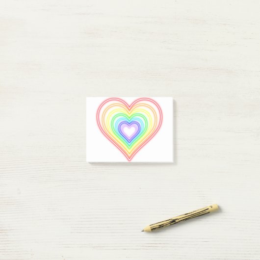 Neon Heart - Regenboog Post-it® Notes (Op bureau)