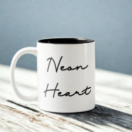 Neon Heart - Retro Love Quote Tweekleurige Koffiemok