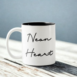 Neon Heart - Retro Love Quote Tweekleurige Koffiemok