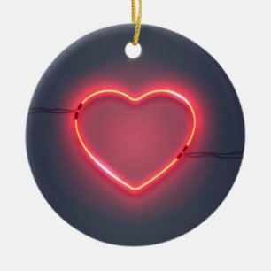 Neon Heart Sign Keramisch Ornament