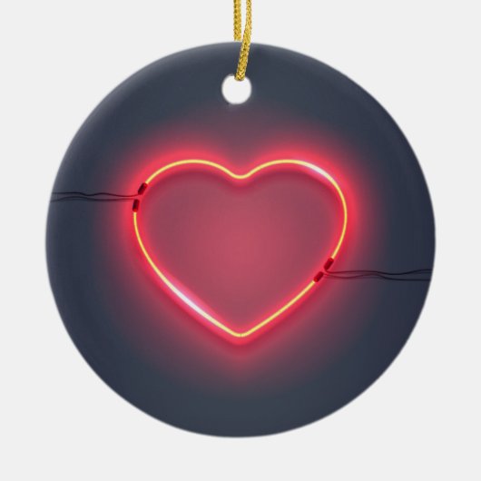 Neon Heart Sign Keramisch Ornament (Voorkant)