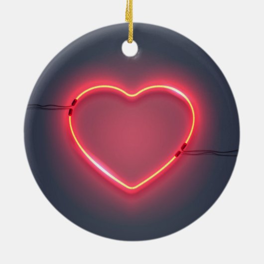 Neon Heart Sign Keramisch Ornament (Achterkant)
