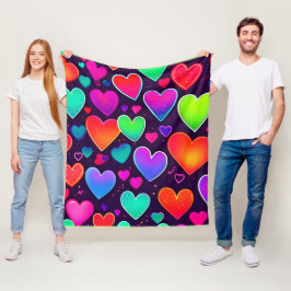 Neon Heart Symphony Fleece Deken