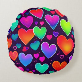 Neon Heart Symphony Rond Kussen