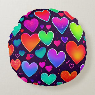 Neon Heart Symphony Rond Kussen