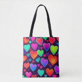 Neon Heart Symphony Tote Bag (Voorkant)