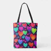 Neon Heart Symphony Tote Bag (Achterkant)