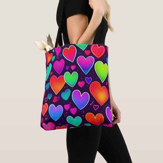 Neon Heart Symphony Tote Bag (Dichtbij)