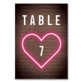Neon Heart Wood Plank Wedding Kaart (Achterkant)