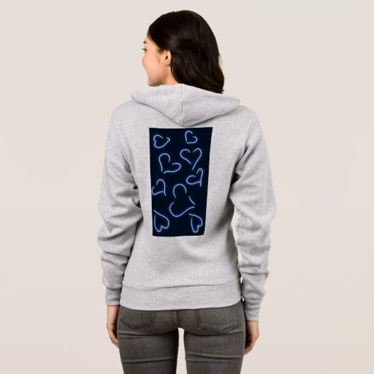 Neon Hearts Blue Hoodie (Achterkant volledig)