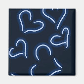 Neon Hearts Blue Magneet (Voorkant)
