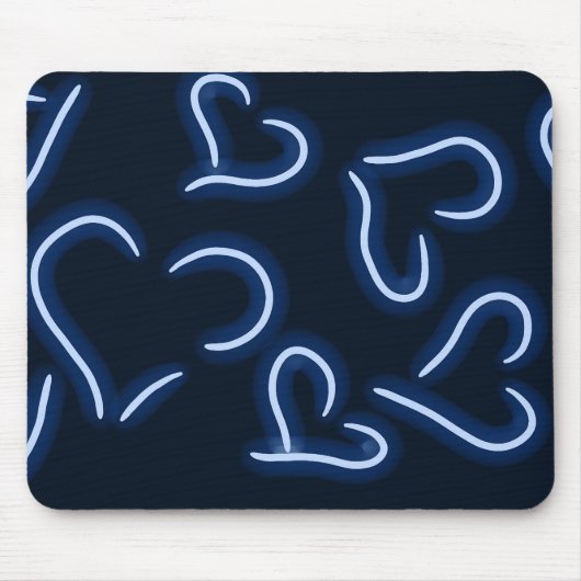 Neon Hearts Blue Muismat (Voorkant)
