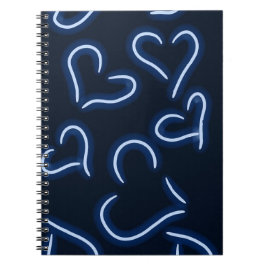 Neon Hearts Blue Notitieboek