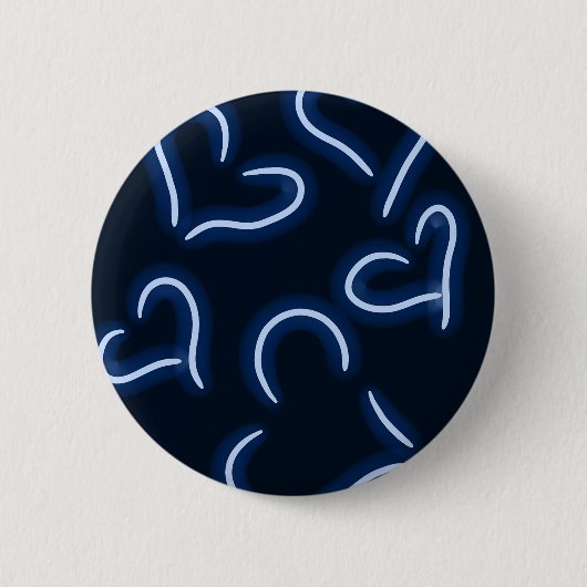 Neon Hearts Blue Ronde Button 5,7 Cm (Voorkant)