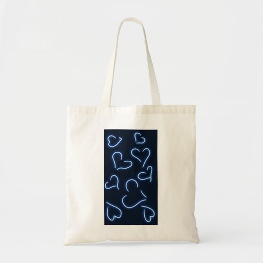 Neon Hearts Blue Tote Bag (Voorkant)
