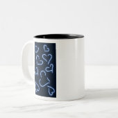 Neon Hearts Blue Tweekleurige Koffiemok (Voorkant links)