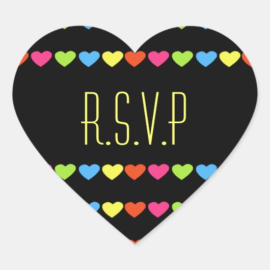 Neon Hearts (bruiloft) Hart Sticker (Voorkant)