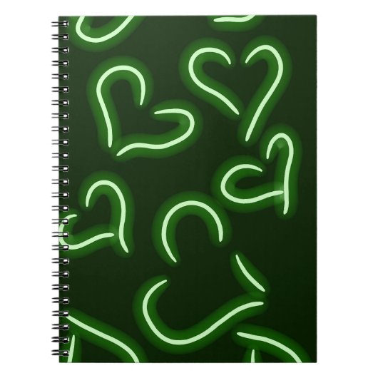 Neon Hearts Green Notitieboek (Voorkant)