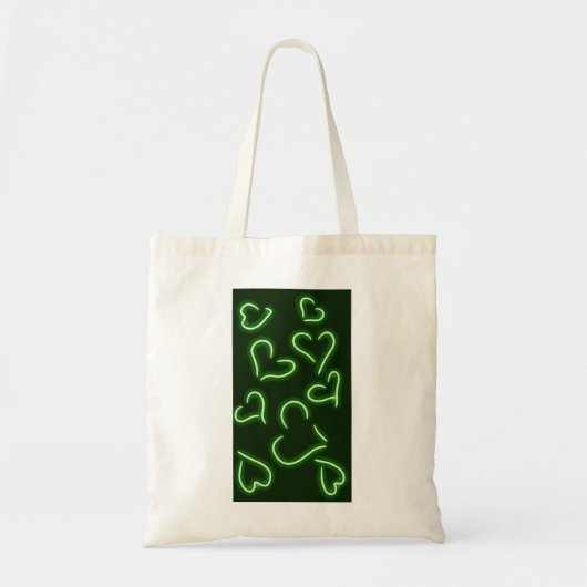 Neon Hearts Green Tote Bag (Voorkant)
