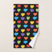 Neon Hearts Hand Towel (regenboog en zwart) Handdoek (Handdoek)