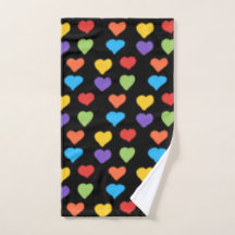 Neon Hearts Hand Towel (regenboog en zwart)