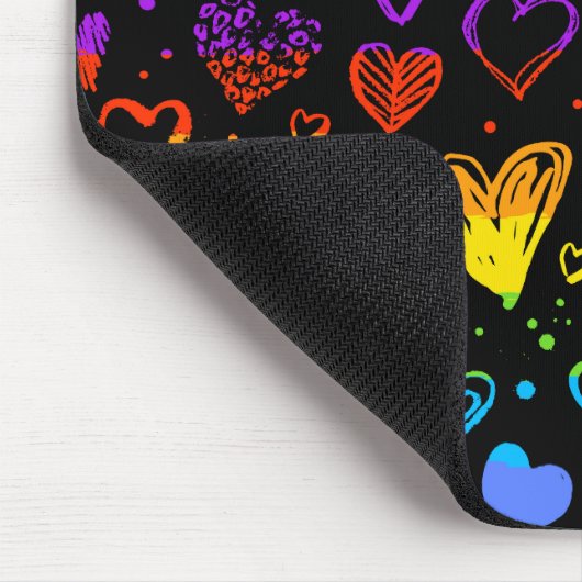 Neon hearts Mousepad Muismat (Hoek)