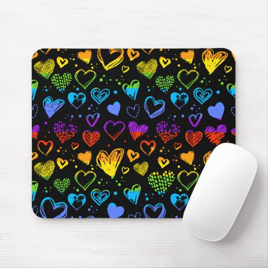 Neon hearts Mousepad Muismat (Met muis)