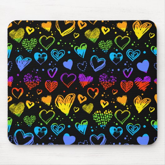Neon hearts Mousepad Muismat (Voorkant)