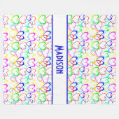 Neon Hearts op Wit, Gepersonaliseerd Fleece Deken (Voorkant (Horizontaal))