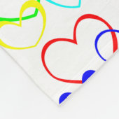 Neon Hearts op Wit, Gepersonaliseerd Fleece Deken (Hoek)