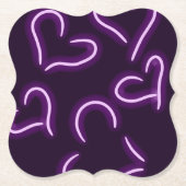 Neon Hearts Paars Kartonnen Onderzetters (Voorkant)