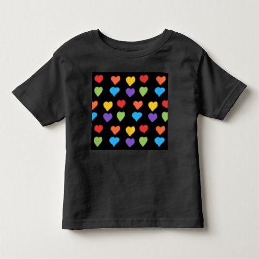 Neon Hearts T-shirt voor peuters (Black Multi) (Voorkant)
