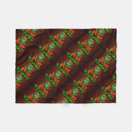 Neon heeft een heel prettig kerstfeest fleece deken (Voorkant (Horizontaal))