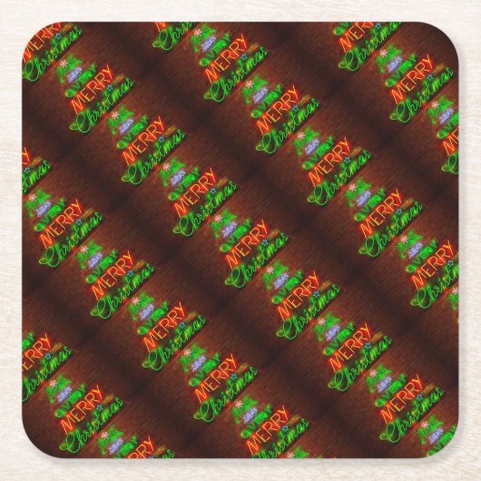 Neon heeft een heel prettig kerstfeest kartonnen onderzetters (Voorkant)