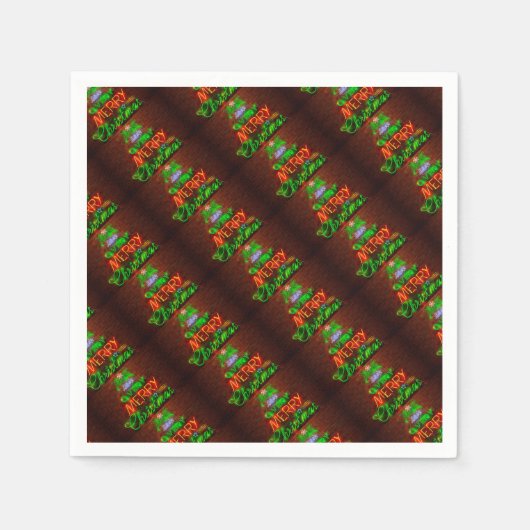 Neon heeft een heel prettig kerstfeest servetten (Voorkant)