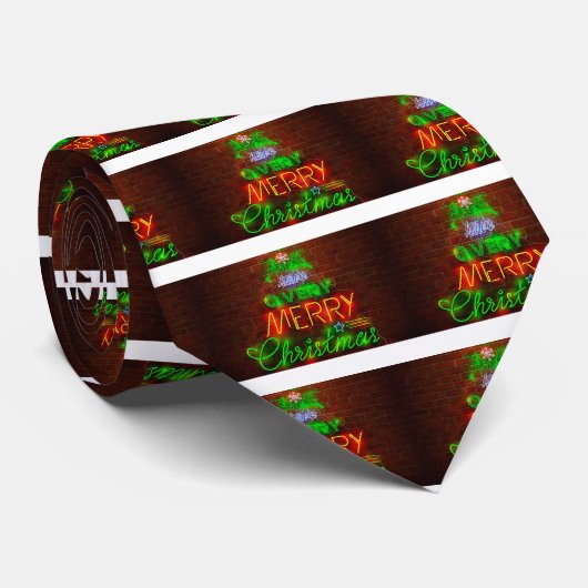 Neon heeft een heel prettig kerstfeest stropdas (Opgerold)