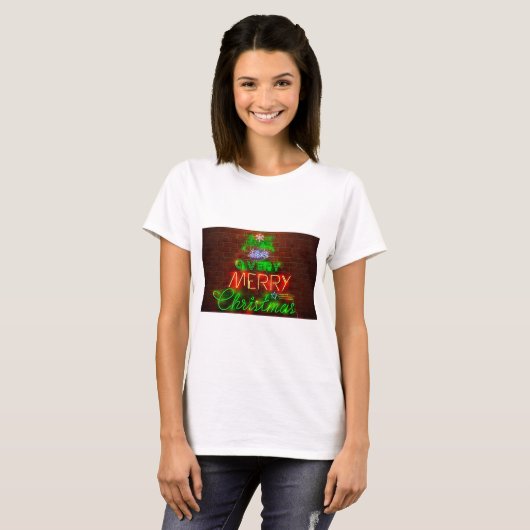 Neon heeft een heel prettig kerstfeest t-shirt (Voorkant volledig)