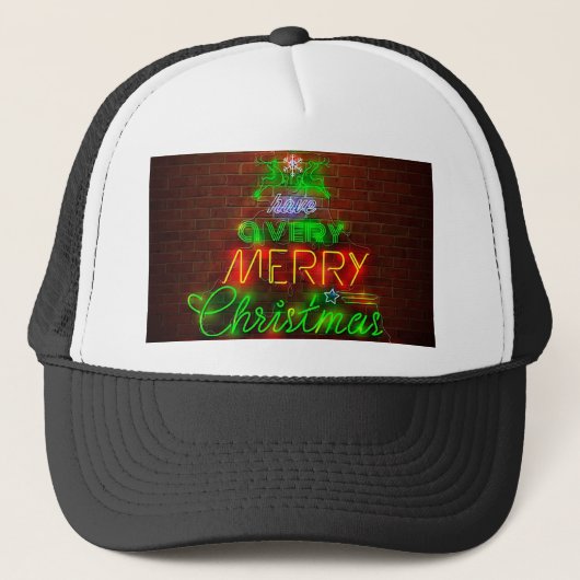 Neon heeft een heel prettig kerstfeest trucker pet (Voorkant)