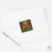 Neon heeft een heel prettig kerstfeest vierkante sticker (Envelop)