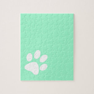 neon helder blauw groen turquoise pootafdruk legpuzzel