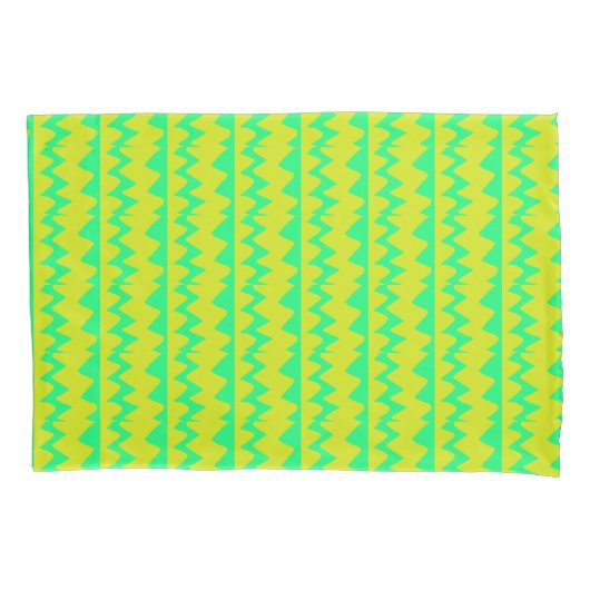 Neon helder groen en geel zigzagpatroon kussensloop (Voorkant)