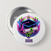neon heldere afstudeerlogo ronde button 7,6 cm (Voorkant /achterkant)
