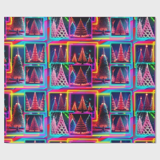 NEON, heldere, fluorescerende TREEZY vakantie wrap Cadeaupapier (Vlak)