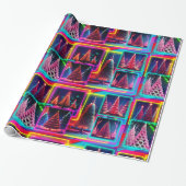 NEON, heldere, fluorescerende TREEZY vakantie wrap Cadeaupapier (Uitgerold)