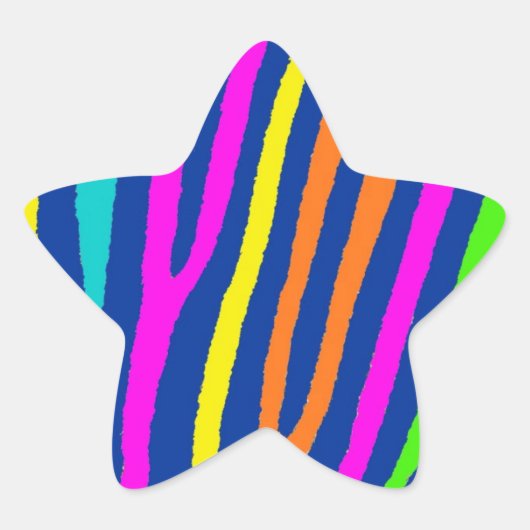 Neon heldere zebra strepen ster seal stickers (Voorkant)