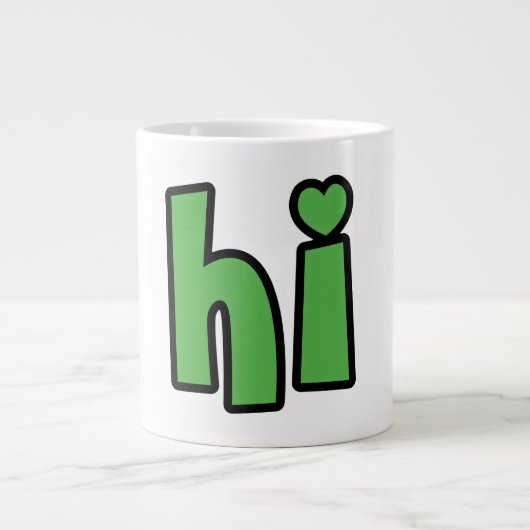 Neon Hello, Heart Included 🌿 Glow-in-the-Dark "Hi Grote Koffiekop (Voorkant)