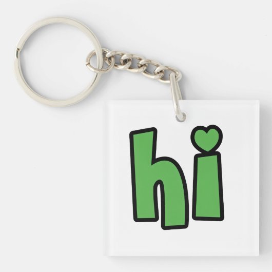 Neon Hello, Heart Included 🌿 Glow-in-the-Dark "Hi Sleutelhanger (voorkant)